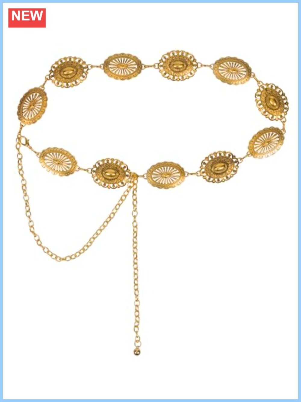 Gold Plated Adjustable Chain Belt Cowgirl Western Country Festival Waist Chain